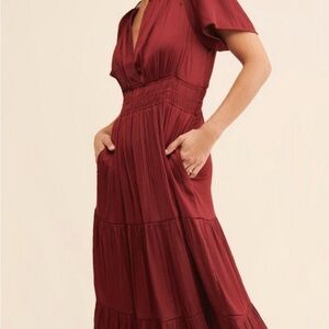 Anthropologie Burgundy Maxi Dress